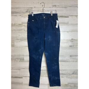 Isaac Mizrahi size 6 blue denim jeans crinkle wash stretch casual new with tags
